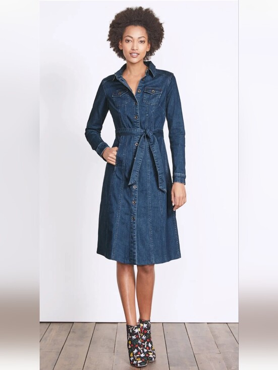 Boden Dresses & Skirts - BODEN Laura Denim Button Front Stretch Shirt Dress Size 16L